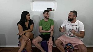 Nicoly Mattos takes double pounding and creamy finish inside