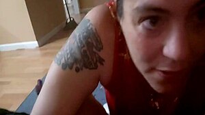 Blowjob queen Jamie Cummings shoves black dick in her mouth, loving those natural tits! 😍💦