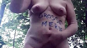 Female Slave Plays In Forest BDSM