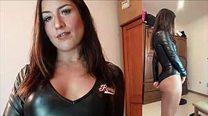 the latina brunette lost her fatal game, showing big tits and ass