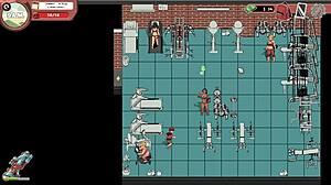 Rough femdom handjob on monster cock at the gym in spooky hentai game 😈