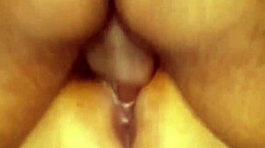 Crossdressing prostitute gets her pussy filled with cum until overflowing.