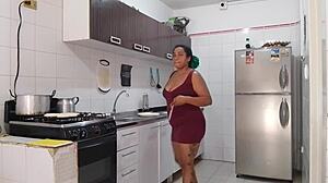 Stepmom's Big Ass Caressed from Behind