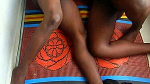 Outdoor fuck in threesome while people were passing 😍