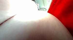 tiny man hides in unaware giantess's huge tits from husband