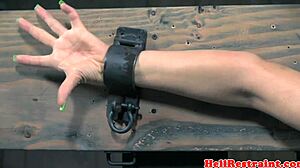 Mature submissive endures intense whipping and bondage domination upside down