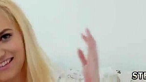 Blonde Teen Girl Tied Up and Duddy's Massage After Workout with Taboo Group POV