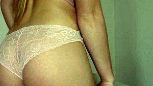 Petite blonde teen gives a cute blowjob