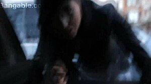 Teen models striptease dancing nude in fashion show.