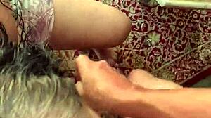 Blow my cum all over her lips!