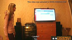 Petite Chic Performs Striptease And Undresses For Voyeur View