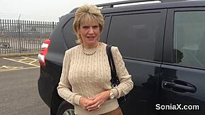 Unfaithful British milf Lady Sonia shows off big boobs