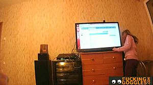 Petite Chic Performs Striptease And Undresses For Voyeur View