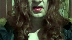 A shy crossdresser rubs one out with following instructions: a masturbation machine