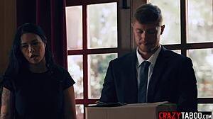 Stepson bangs desperate stepmom Dana Vespoli in stepdad's uniform