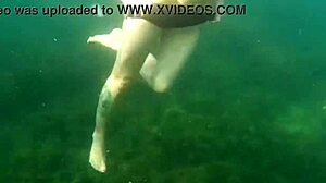Crazy Diver Films Me Flashing Hairy Pussy While Swimming In The Sea.