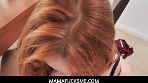 mamafucksme - rdečelaska mačeha Summer Hart draži pastorkov trdi kurac