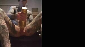 Intriguing solo fleshlight fucking leading to hot cum release.