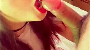 puta latina sucks cock, gets cumshot in mouth minniesouldays