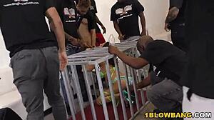 Ashley Adams takes on massive black cocks in wild interracial gangbang with facials