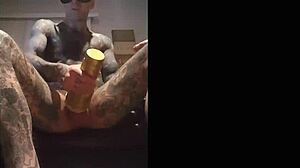 Intriguing solo fleshlight fucking leading to hot cum release.