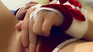 Xmas bunny teases with solo play on webcam