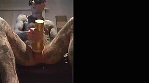 Intriguing solo fleshlight fucking leading to hot cum release.