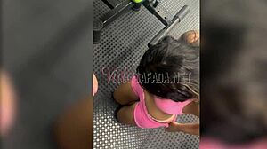 fucking the gym personal trainer with my big cock outdoors 😏