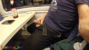 attempted cumshot on moving train interrupted by station