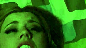 Halloween nude blonde girl on bed