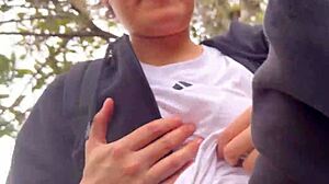 Sexy Lesbian Outdoor Fingering After Adrenaline Rush in Colombian Homemade POV