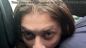 Ma Santos gives oral on highway with big natural tits