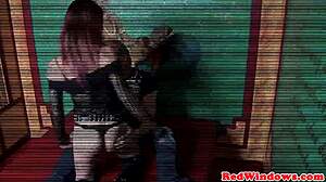 Goth prostitute feels intense pleasure