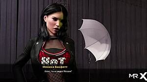 i see girl showin her tits in red suit