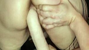 Milf In Leggings Takes Huge Dildo In Her Pussy Hole!