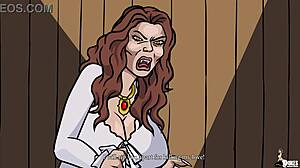 Gata anime de peitos grandes dominada por vampiro de pau preto numa cavalgada selvagem