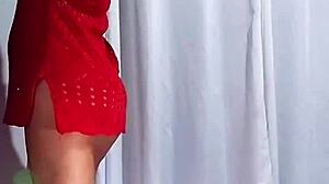 Exhibitionism In The Recording Section With Giant Dildo!