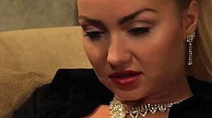 Busty lesbian mistress, umm, masturbates while I watch her close!