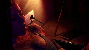 Hot tattooed girl softly masturbates, teasing her body suggestively