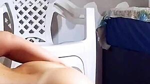 Exhibitionism In The Recording Section With Giant Dildo!