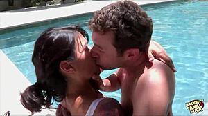 tatted brunette dana vespoli gets throat and asshole pounded poolside 🥵