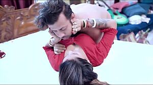 Indian babe’s tight pussy takes big cock deep.