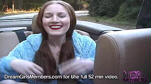 Jamie dares to strip naked, flashing shaved pussy in super risky public spots