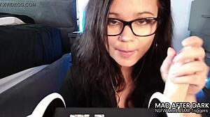 Brunette in glasses gives wild NSFW ASMR JOI with kinky roleplay sex.