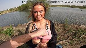 adam dangertv gives alexis a quick blowjob in the park