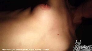 two lesbians have date night with double dildo on sofa