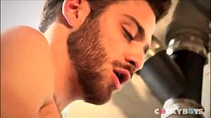 model takes it hard in ass during wild threesome