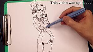 Porn artist at work drawing sexy girls