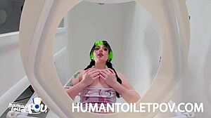 Kittycamtime Terkejut dengan Toilet Manusia dalam Aksi Duduk Muka Liar