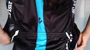 Latina Babe Gets Wet in Lingerie After Workout